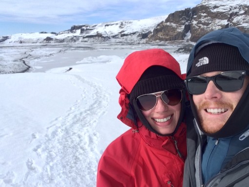 Rachel and Devin on the Solheimajokull glacier