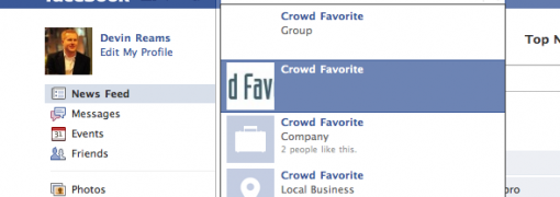 Crowd Favorite fragmentation on Facebook