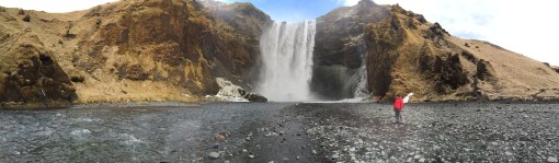 Panorama at bottom of Skógafoss