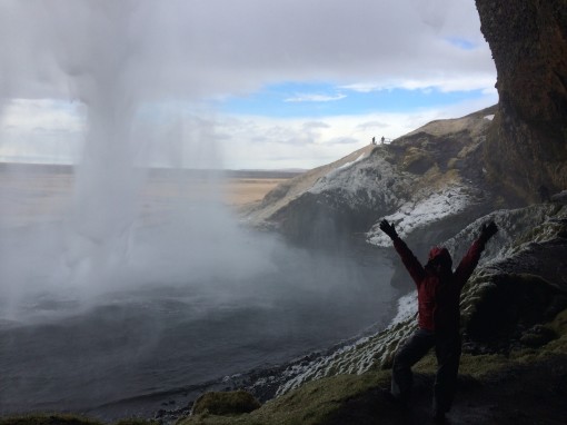 Rachel behind Seljalandsfoss